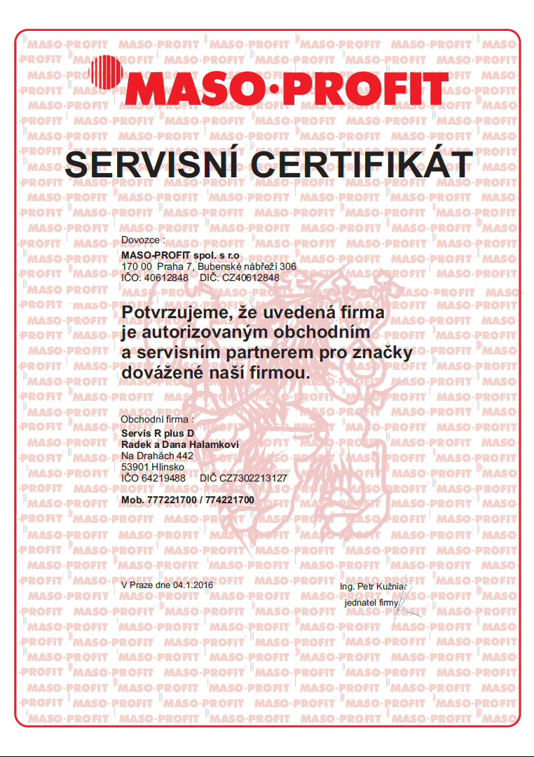 Certifikát MASO PROFIT