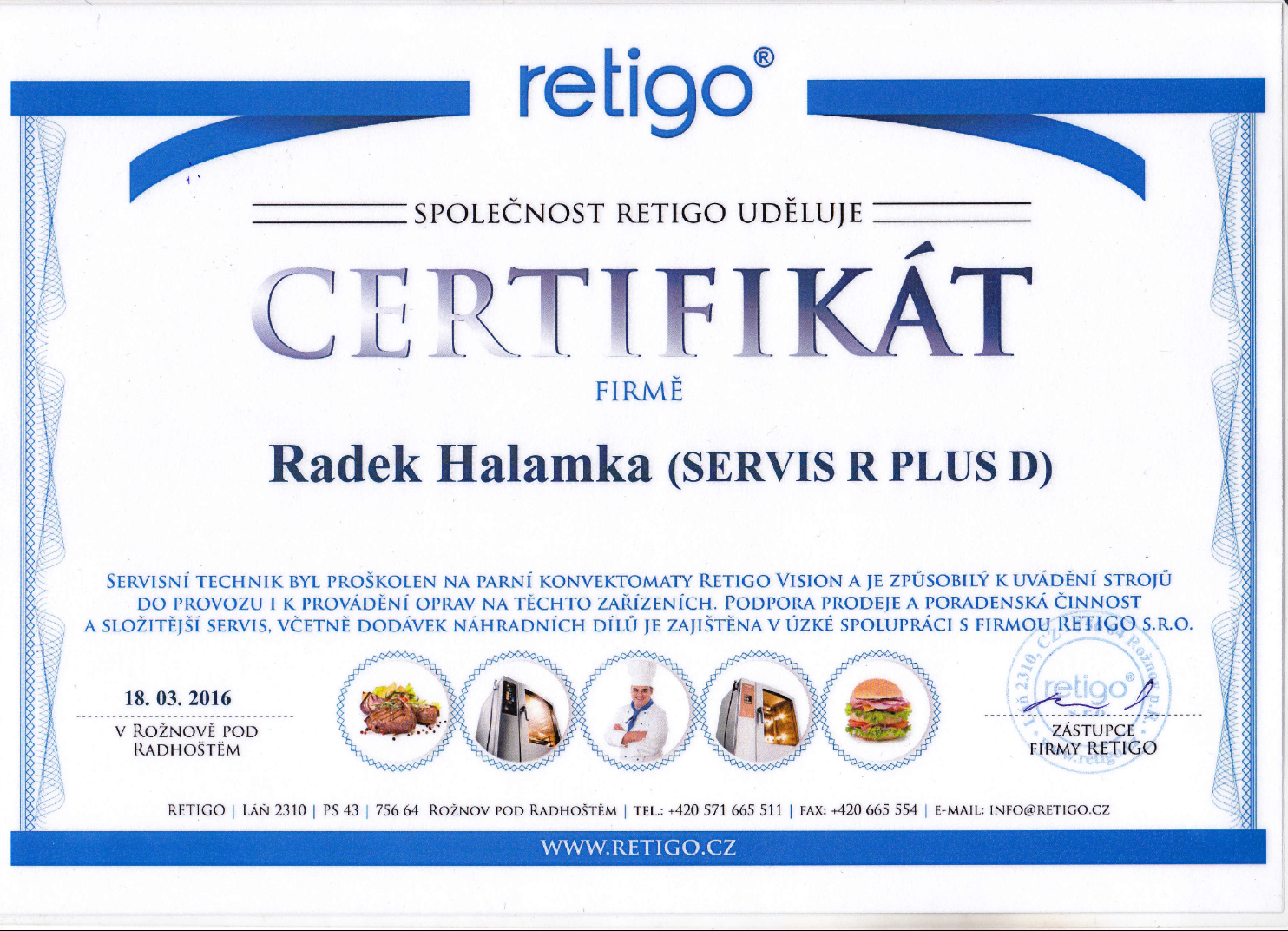 Certifikát RETIGO